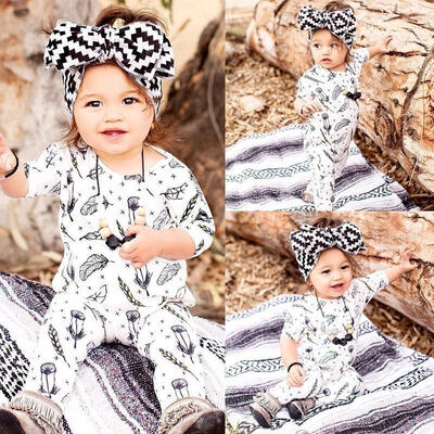 

Cute Kids Baby Girl Boys Long Sleeve Feather Romper Bodysuit Jumpsuit Clothing
