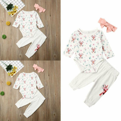 

US Toddler Baby Girls Boy Christmas Xmas Long Sleeve Jumpsuit Tops Pants Clothes