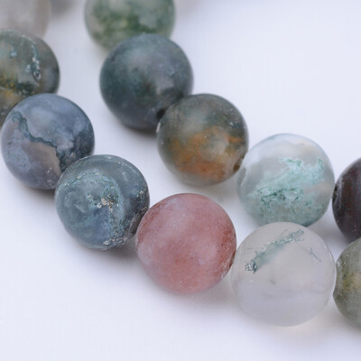 Natural Indian Agate Beads Strands Frosted Round 885mm Hole 1mm about 47pcsstrand 155"