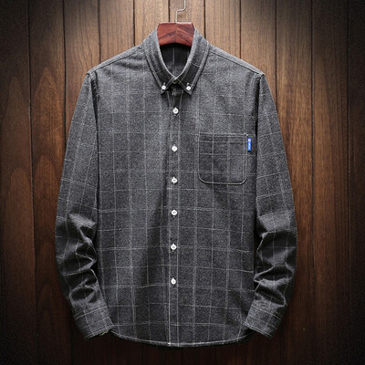 

Tailored Mens Fashion New Style Retro Plaid Shirt Long-Sleeved Shirt Comfortable Shirt