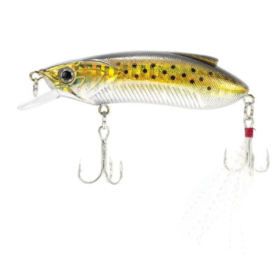 

8cm 15g Minow Fishing Lure Hard Bait with Treble Hooks Large Tongue Plate Feather
