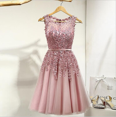 

Short Evening Dresses 2018 The Banquet Elegant O-neck Luxury Lace Embroidery Classic A-line Party Prom Formal Gowns