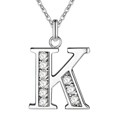 

Fashion Crystal 925 Silver Plated Alphabet Initial Letter A to Z Pendant Necklace