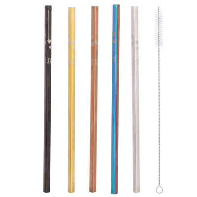 

Metal Drinking Straws With Cleaning Brush Heart Shaped Reusable Straight Drinks Straw Stainless Steel For Hot & Cold Drinks