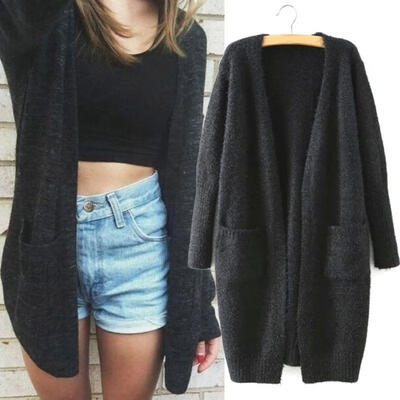 

Fashion New Womens Oversized Loose Long Sleeve Knitted Sweater Batwing Sleeve Tops Cardigan Outwear Coat Black S M L XL