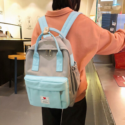

Korean version of double shoulder bag female large capacity original ulzzang high school students schoolbag tide leisure backpack