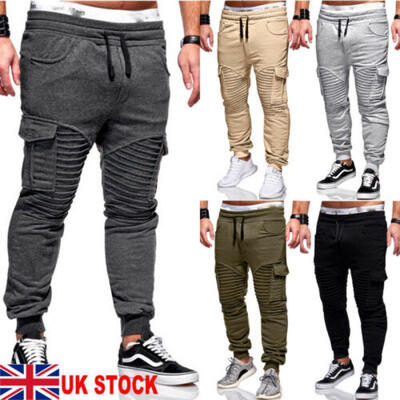 

Men Slim Fit Urban Straight Leg Trousers Casual Pencil Jogger Cargo SweatPants A