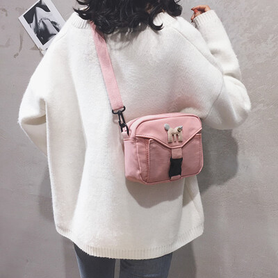 

2019 new Korean version of the wild casual canvas bag female slung small bag ins Harajuku student mini shoulder bag