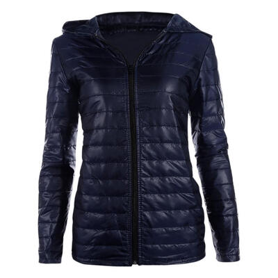 

Winter Women Coat Long Sleeve Hooded Jackets Solid Color Zipper Outerwear