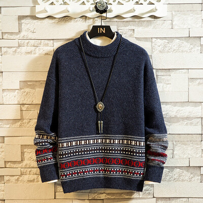 

Toponeto New Style For Men In Autumn And Winter Fashion Printed Sweater With Round Collar
