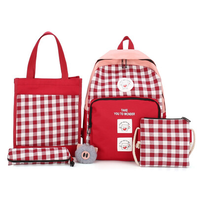 

Four-piece Set of Campus Backpack&Canvas Backpack for Women in Korean High School