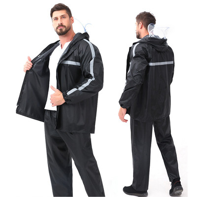 

Raincoat Suit Impermeable Men Hooded Detachable Double Cap Motorcycle Poncho Motorcycle Rainwear -3XL Hiking Fishing Rain Gear