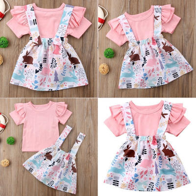 

Lovely Newborn Baby Girls T-shirt Tops Dress Outfit Set Toddler Casual Dresses