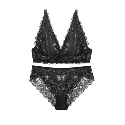 

Toponeto Sexy Fashion Women Ultra-thin Ring-free Lace Vest type Bra Underwear Suit