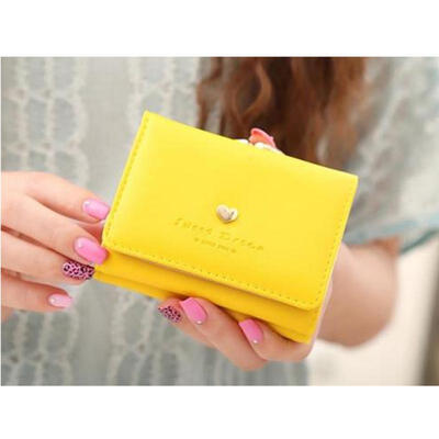 

Short Section Ladies Purse PU Leather Mini Envelope Wallet Small Clutch Triple Folding Female Card Holder Wallet