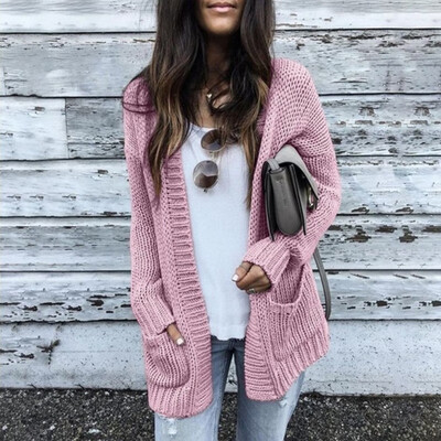 

2019 Fashion Womens Long Sleeve Knit Cardigan Coat Ladies Sweater Tops Knitwear