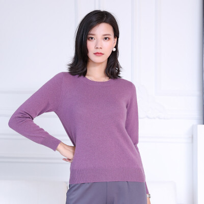 

QIANMUCHUN Womens round neck cashmere sweater Fashion Soft 5784