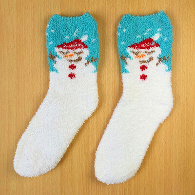 

2020 Christmas Printed Coral Fleece Xmas Thicken Warm Fluffy Winter Floor Sock
