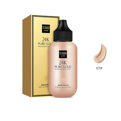 

New Hot 24k Gold Liquid Foundation Moisturizing Cover Blemishes Even Skin Tone Natural Whitening Concealer Primer