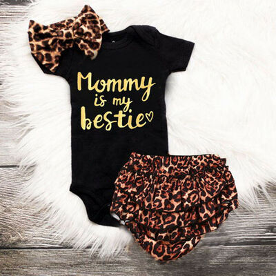 

Newborn Baby Girl Infant Clothes Romper Tops Leopard Print Pants Birthday Outfit