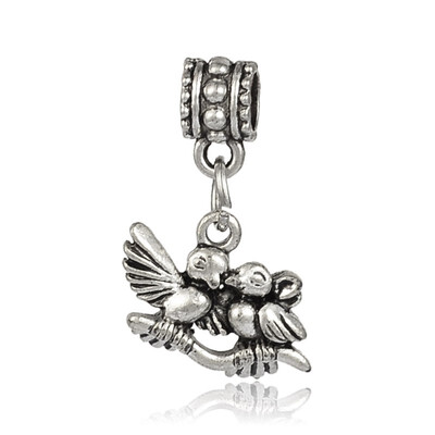

Large Hole Tibetan Style Bird Alloy European Dangle Beads 27mm Hole 5mm Antique Silver 27mm Hole 5mm