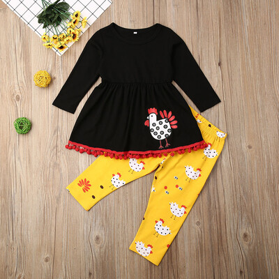 

Toddler Girls Kids Thanksgiving Dress TopsLong Pants Leggings 2PCS Outfits Set