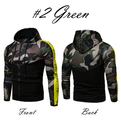 

Men Camouflage Hoodie Coat Jacket Outwear Sweater Jumper Zip Up Pullover Tops