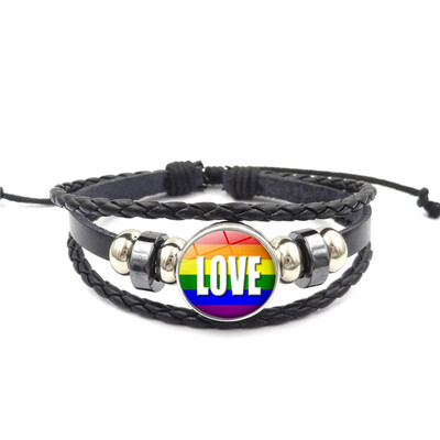 

Rainbow Pride Braided Wristbands Leather Bangle Pride Bracelet for Men Women