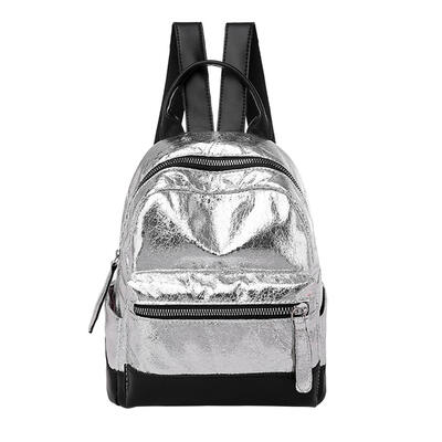 

Solid Color Handbag Women Girls Fashion Backpack Bright Leather Knapsack