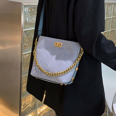 

Bag female bag 2019 new wave fashion frosted bucket bag foreign gas leisure Messenger bag wild ins shoulder bag