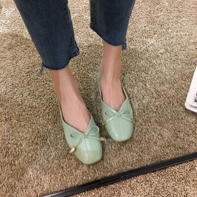 

Flat sole single shoe new summer dress Fangtou shallow bow beans shoe ladys style ladys style ladys style ladys ladys l