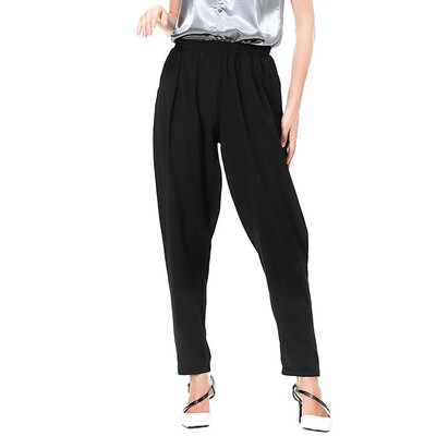 

Fashion Womens Pocket Elastic Waist Slim Fit Casual High Waist Loose Harem Pants