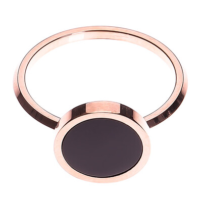 

New Design Brand Ring For Women Titanium Steel Black Enamel Rose Gold Color Anillos Female Rings Jewelry Gift