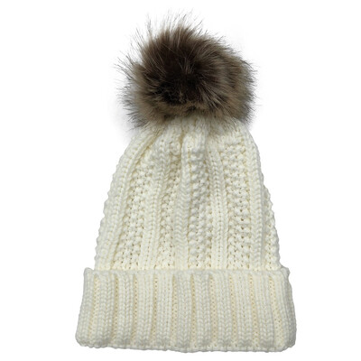 

Women Winter Warm Chunky Knitted Crochet Beanie Hat Fur Pom Ball Ski Cap Outdoor
