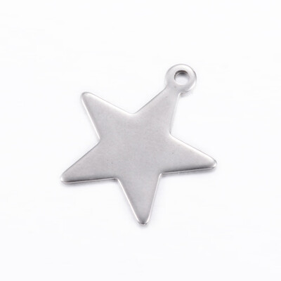 

304 Stainless Steel Pendants Star Stainless Steel Color 20x18x1mm Hole 15mm