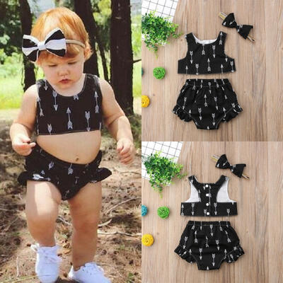 

Lovely Newborn Kids Baby Girls Sleeveless Crop Tops Shorts Outfits Sets Clothes