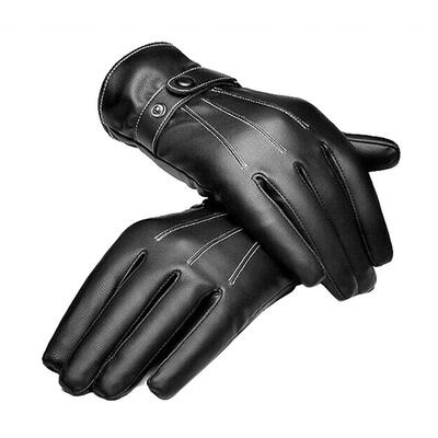 

Winter Men PU Warm Waterproof Gloves Touch Screen Fleece Adjustable Gloves