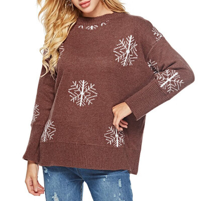 

〖Follure〗Women Knitted Winter Printing Round Neck Long Sleeve Loose Sweater BW