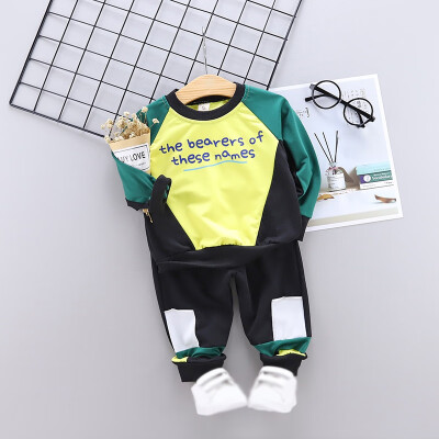 

2 Colors NEW Autumn Baby Boys Long Sleeve Letter Print Sweatshirt TopsPants Trouser Baby Cute Clothe 2Pcs Costume Set