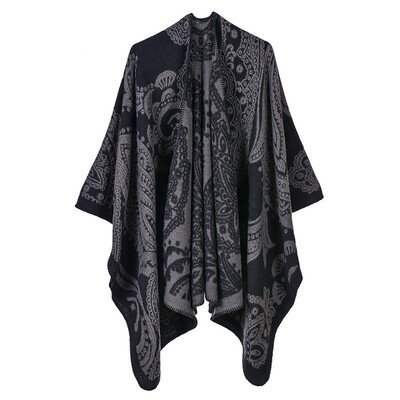 

Fashion Women Poncho Winter Floral Pattern Scarf Cardigan Warm Vintage Shawl Pashmina Outerwear