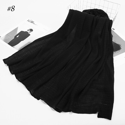 

Cross-border exclusive for AliExpress wish Muslim Arab Hui pure color cotton crease cotton scarf scarves