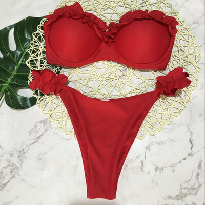 

Sexy Women Strapless Lace Swimwear Padded Push-up Swimsuit Beachwear Bikini Set