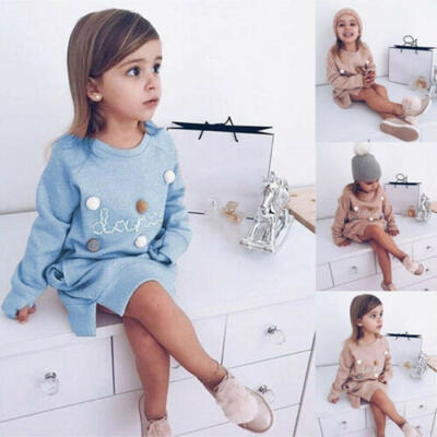 

Toddler Kids Baby Girls Winter Fashion Dress Long Sleeve Party Dresses Skirt