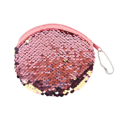 

Fashion Women Sequins Portable Keychain Change Purse Round Wallet Coin Bags
