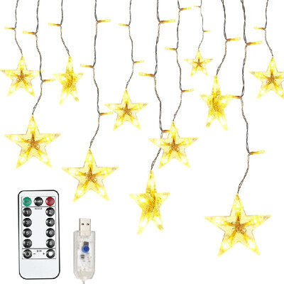 

Star USB String lights Curtain Lights 109 LED String Lights 8 Lights Mode Waterproof light Garden Outdoor Use Warm White