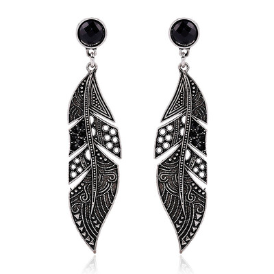 

Fashion Hollow Retro Earings Vintage Black Long Earring Leaf Drop Stud Dangle Earrings for Women Auger Resin Jewelry Set