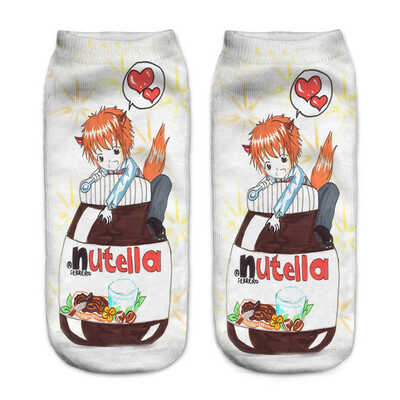 

1Pair Food Cartoon 3D Printing Socks Women Fashion Summer Cotton Low Cut Ankle Short Socks Female Fresh Style
