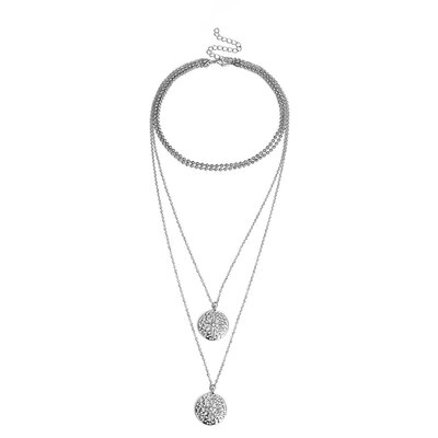 

2018 Double Gold Layered Chain coins Necklace Hammered Disc Round Sequin Coin Necklace Bridal Jewelry Gift