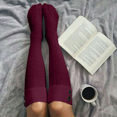 

Women Lady Wool Warm Knit Over Knee Thigh High Stockings Socks Pantyhose Tights