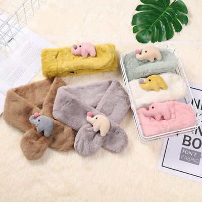 

Exquisite Life Essentials Fashion Printed Long Scarf Cozy Soft Solid Three-Dimensional Cartoon Deer Elephant Fox Plush Scarf Bib